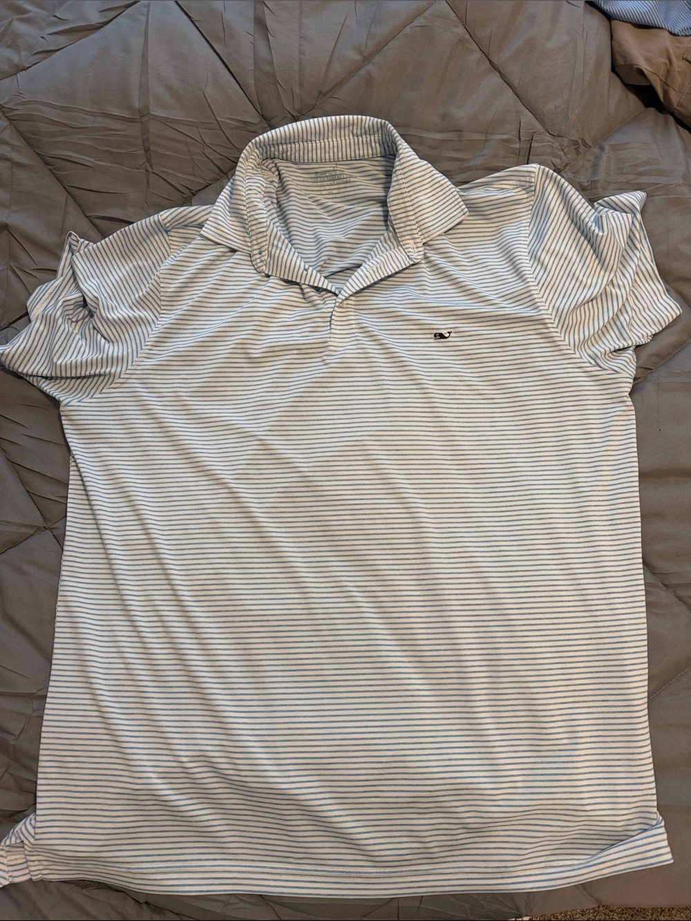 Vineyard Vines Men's Slim Striped Polo - White & Light Blue